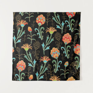 Seamless Oriental Floral Elegance Tapestry
