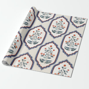 Seamless oriental vintage ornament with flower bra wrapping paper