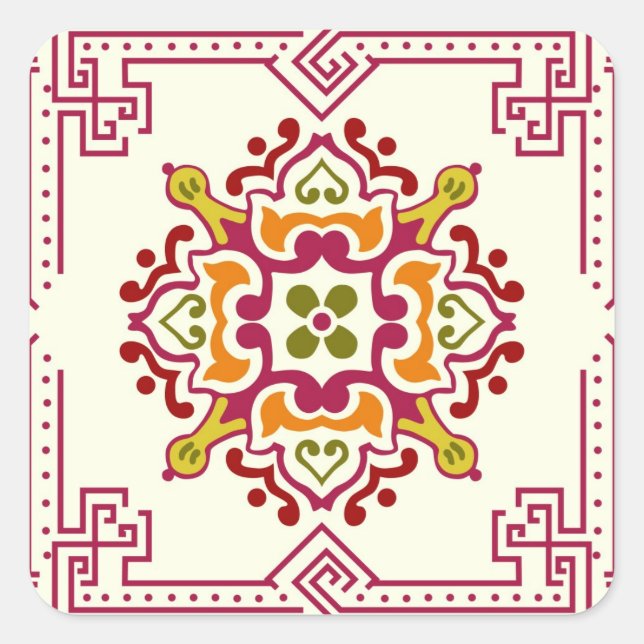 Seamless ornament tiles square sticker (Front)