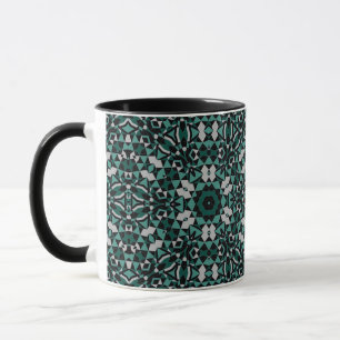 Seamless ornamental black green grey decor decorat mug