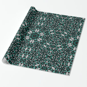 Seamless ornamental black green grey decor decorat wrapping paper