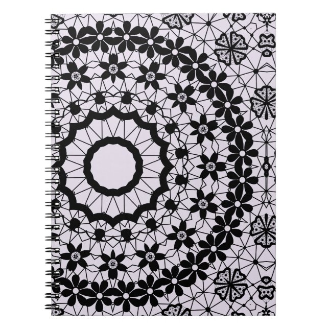 Seamless ornamental black grey lace decor decorati notebook (Front)