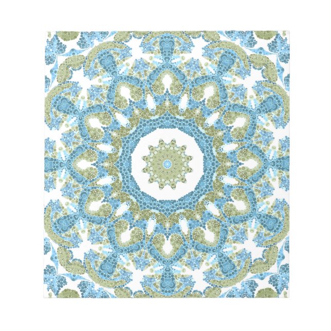 Seamless ornamental blue green white decor decorat notepad (Front)