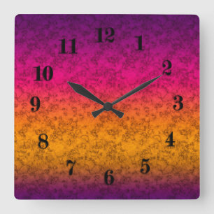 Seamless ornamental marble gradient pink purple ye square wall clock