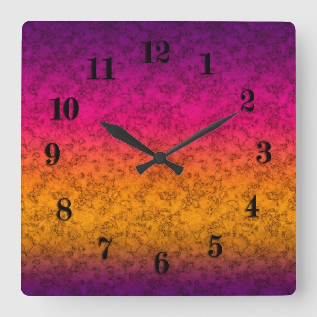 Seamless ornamental marble gradient pink purple ye square wall clock (Front)