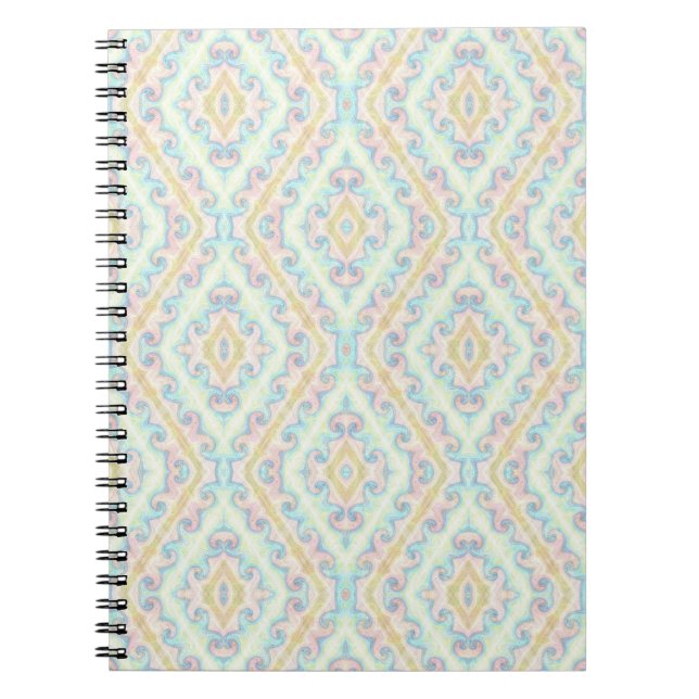 Seamless ornamental pastel green blue beige decor notebook (Front)