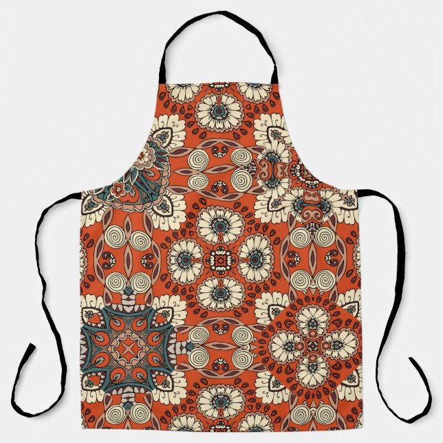 Seamless ornamental pattern with floral and paisle apron (Front)