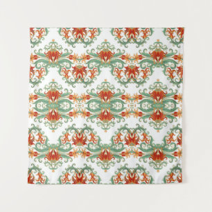 Seamless ornamental pattern with stylised red flow tapestry