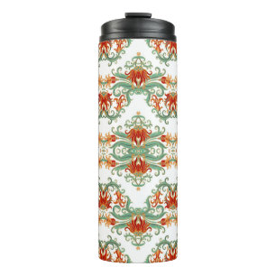 Seamless ornamental pattern with stylised red flow thermal tumbler