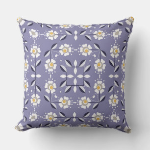 Seamless ornamental violet white flowers pastel bl cushion