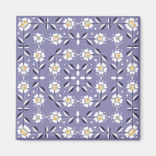 Seamless ornamental violet white flowers pastel bl magnet