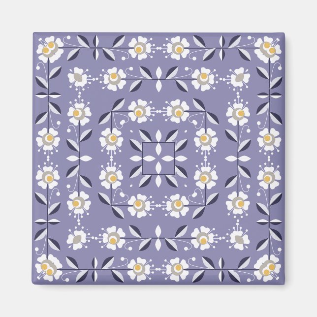 Seamless ornamental violet white flowers pastel bl magnet (Front)