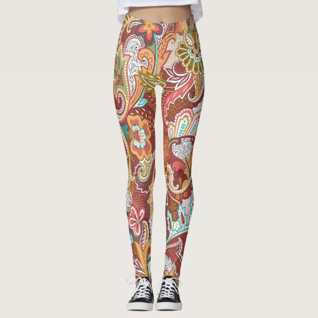 Seamless paisley: elegant background pattern. leggings (Front)