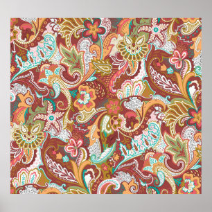 Seamless paisley: elegant background pattern. poster