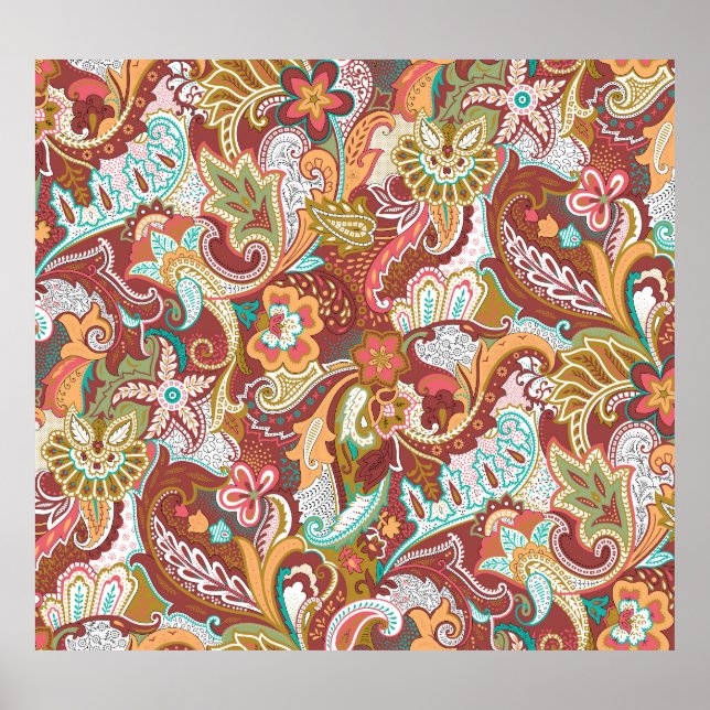 Seamless paisley: elegant background pattern. poster (Front)