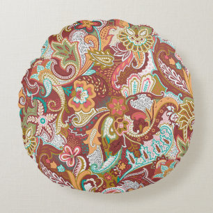 Seamless paisley: elegant background pattern. round cushion