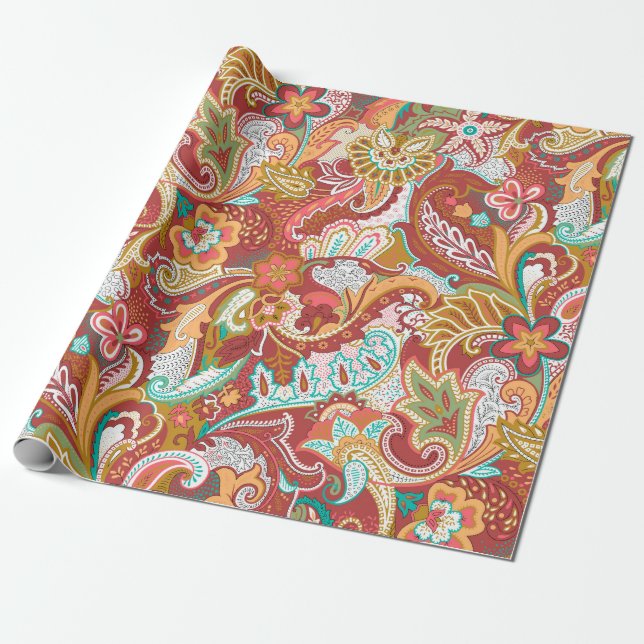 Seamless paisley Pattern on background Wrapping Paper (Unrolled)