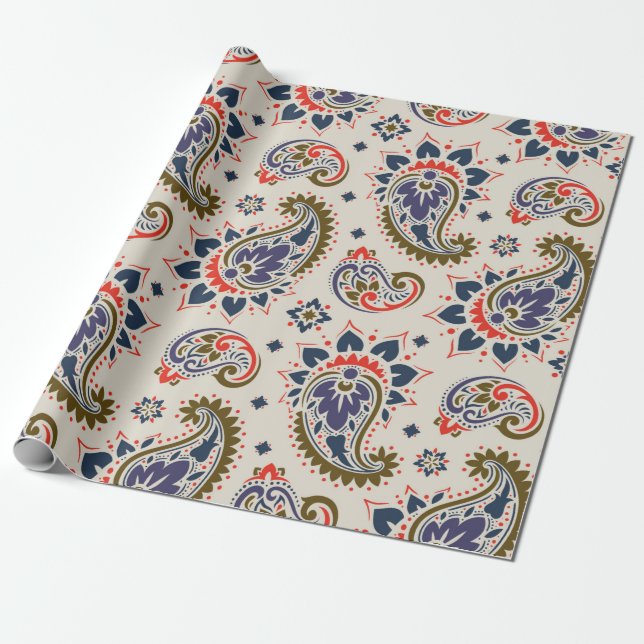 Seamless paisley pattern wrapping paper (Unrolled)