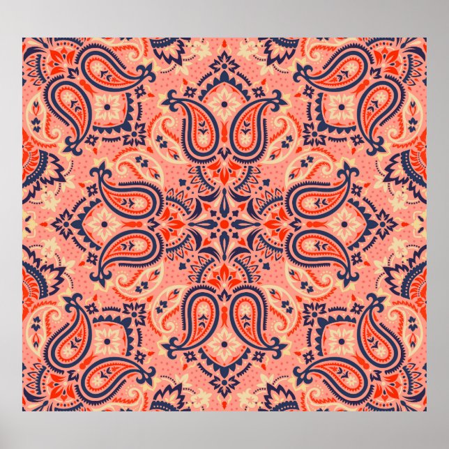 Seamless paisley: vintage pattern design. poster (Front)