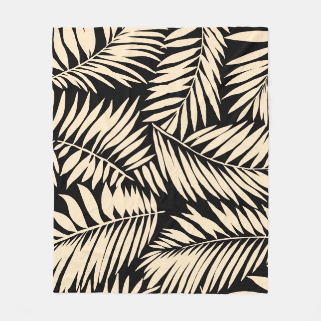 Seamless Palm Leaf Pattern in  Fleece Blanket (Front)