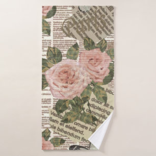 Seamless Paris travel wallpaper. Vintage newspaper Bath Towel