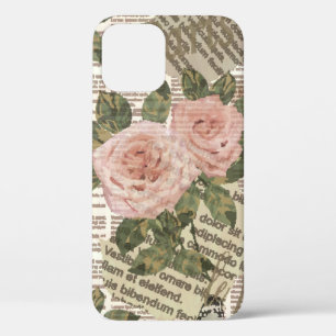 Seamless Paris travel wallpaper. Vintage newspaper iPhone 12 Case