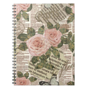 Seamless Paris travel wallpaper. Vintage newspaper Notebook