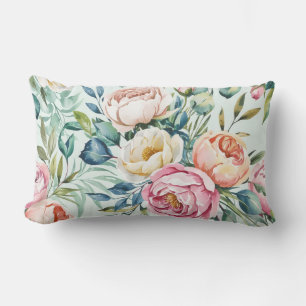Seamless Pastel Floral Pattern Lumbar Cushion