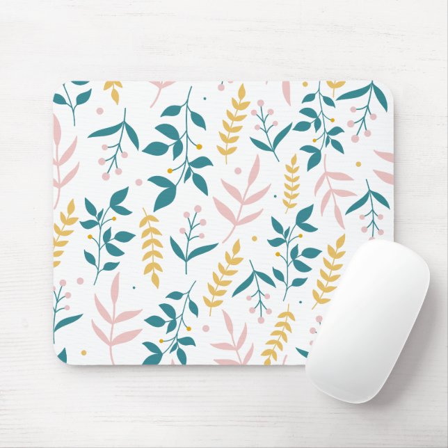 Seamless Pastel Flowers Mouse Pad (With Mouse)