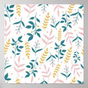 Seamless Pastel Flowers Poster