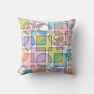 Seamless pastel geometrical shapes squares circles cushion