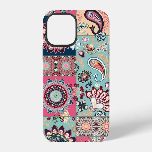 Seamless patchwork background with paisley and flo iPhone case (Back)