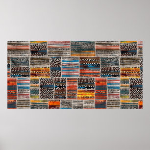 Seamless patchwork collage mix quilt pattern print