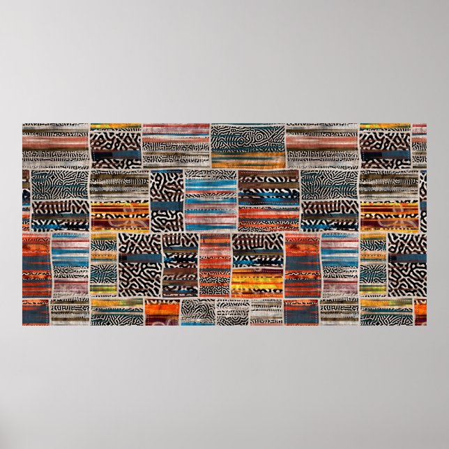 Seamless patchwork collage mix quilt pattern print (Front)