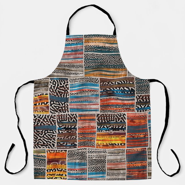 Seamless patchwork collage mix quilt pattern print apron (Front)