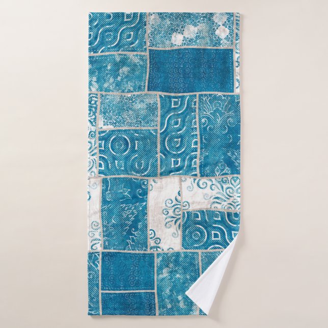 Seamless patchwork collage mix quilt pattern print bath towel (Bath Towel)