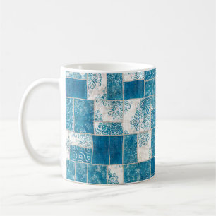 Seamless patchwork collage mix quilt pattern print coffee mug
