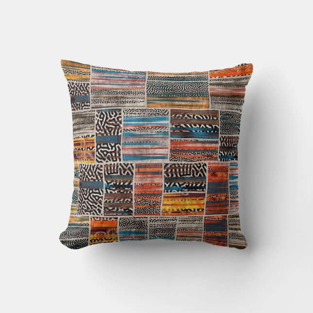 Seamless patchwork collage mix quilt pattern print cushion (Front)