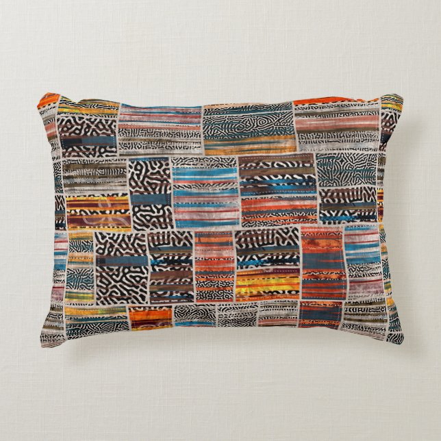 Seamless patchwork collage mix quilt pattern print decorative cushion (Front)