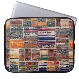 Seamless patchwork collage mix quilt pattern print laptop sleeve