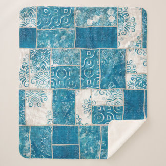 Seamless patchwork collage mix quilt pattern print sherpa blanket