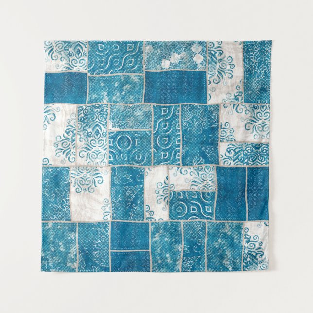 Seamless patchwork collage mix quilt pattern print tapestry (Front)