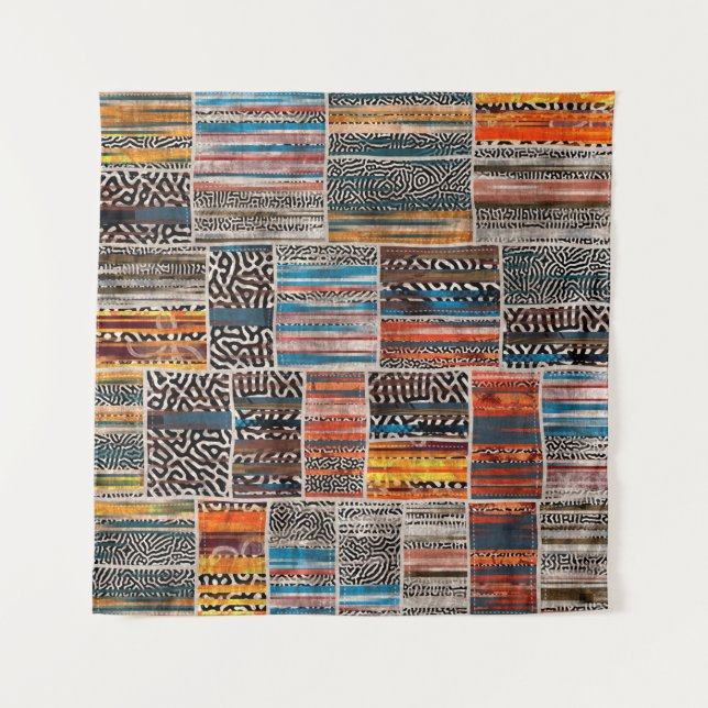 Seamless patchwork collage mix quilt pattern print tapestry (Front)