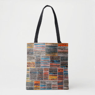 Seamless patchwork collage mix quilt pattern print tote bag