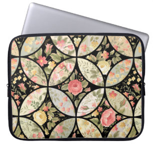 seamless patchwork floral pattern laptop sleeve