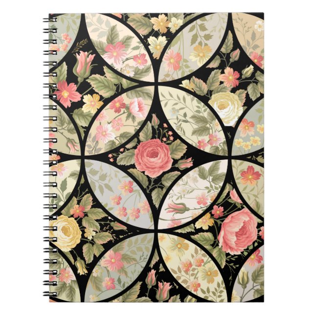 seamless patchwork floral pattern notebook (Front)