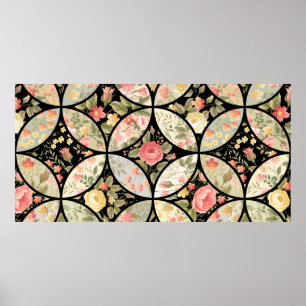 seamless patchwork floral pattern poster
