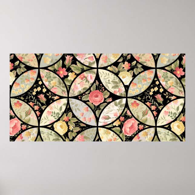 seamless patchwork floral pattern poster (Front)