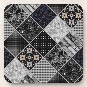 Seamless patchwork monochrom black grey white patc coaster