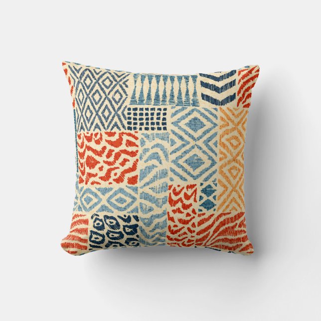 Seamless patchwork pattern. A collection of hand-d Cushion (Front)